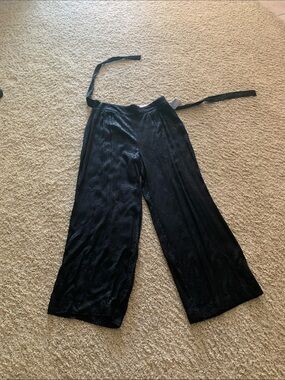 Nine West Black Wide-Leg Velvet Tie-Waist Pants